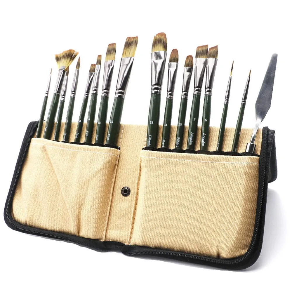 Mont Marte Artist Brush Set w/ Easel Wallet 17pc