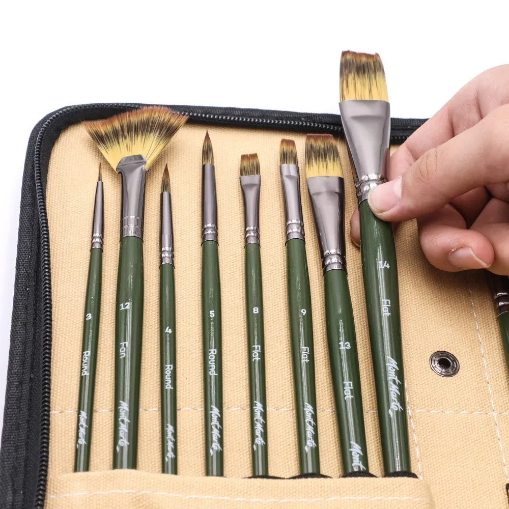 Mont Marte Artist Brush Set w/ Easel Wallet 17pc