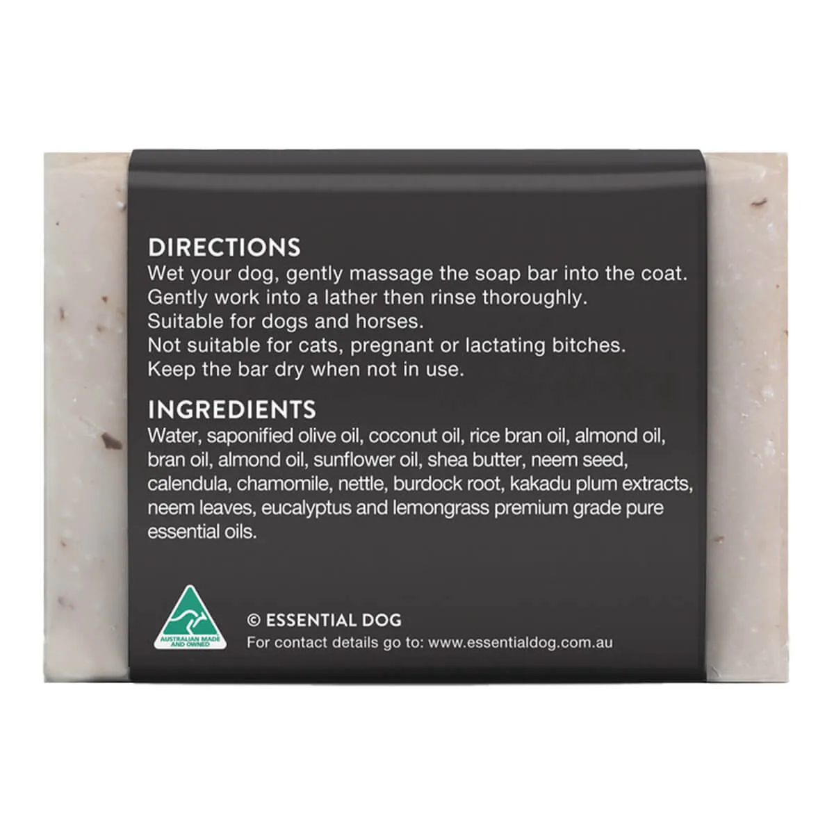 Natural Dog Shampoo Bar - Neem Seed, Lemongrass & Eucalyptus