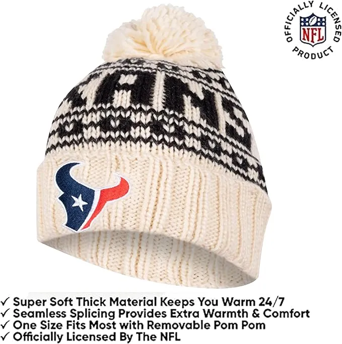 NFL Official Adults Super Soft Cable Knit Winter Beanie Knit Hat with Extra Warm Touch Screen Gloves|Houston Texans