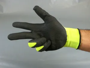 Nitrile Sandy Fluorescent Green Polyester Glove ( touch-screen)  Size L  144pairs