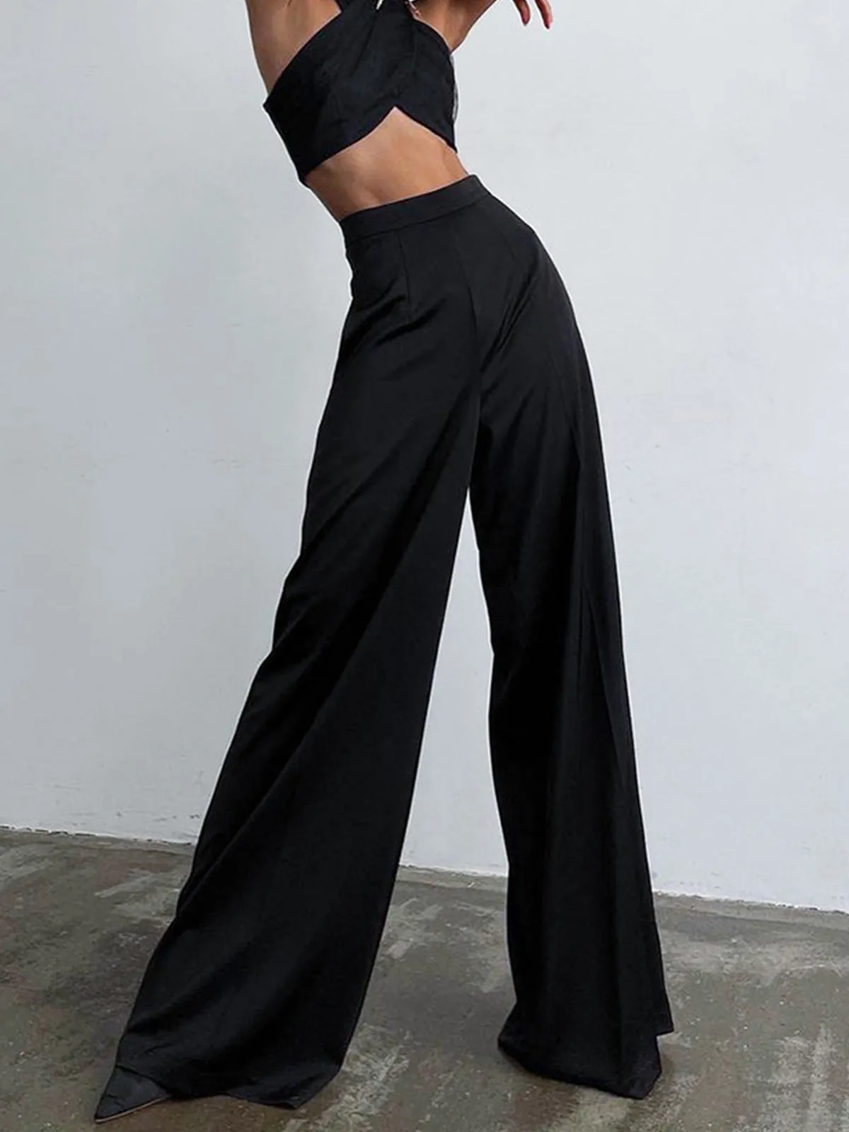 Oversized Satin Wide Trendy Leg Dress Pants