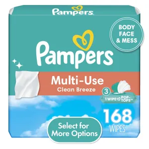 Pampers Multi-Use Baby Wipes 3X Flip-Top Packs 168 Wipes