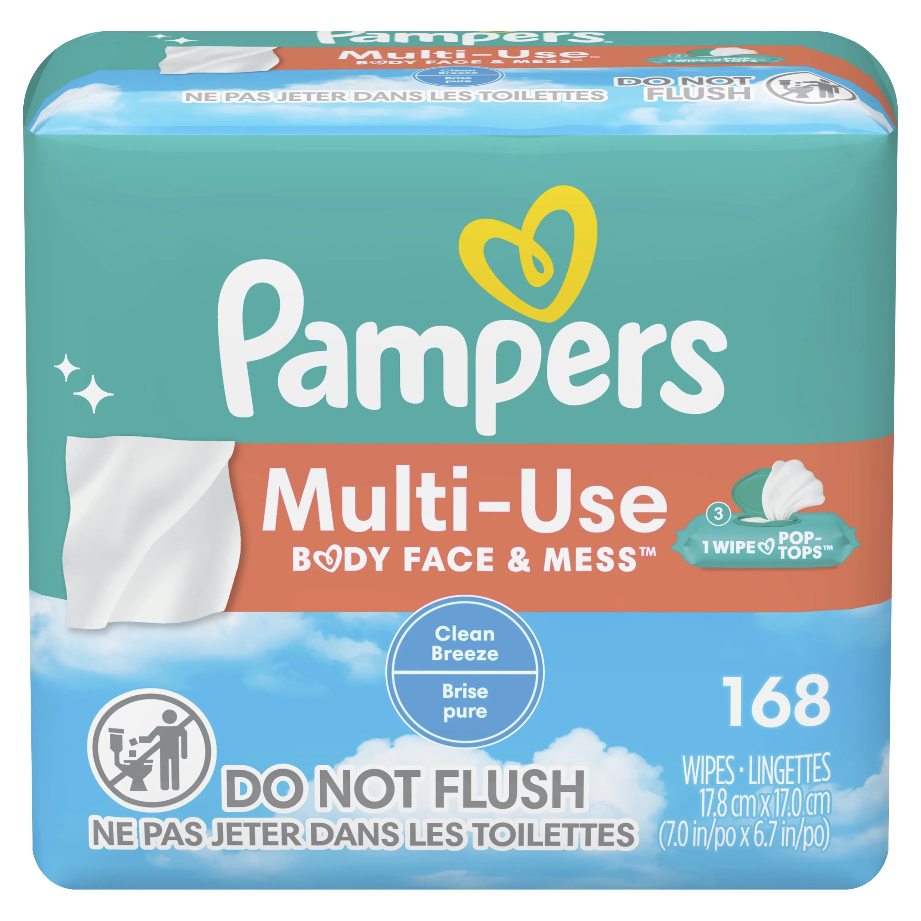 Pampers Multi-Use Baby Wipes 3X Flip-Top Packs 168 Wipes