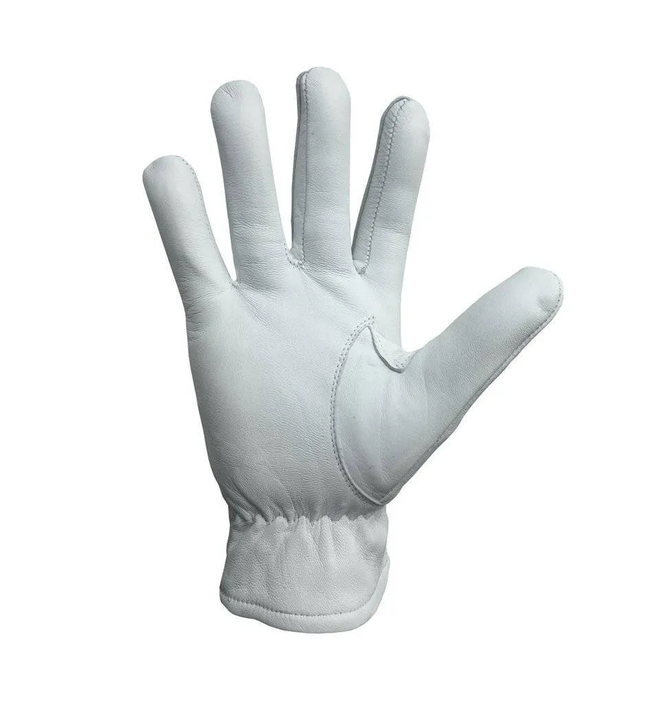 Past Master Blue Lodge Gloves - White Leather with Black California Regulation Emblem