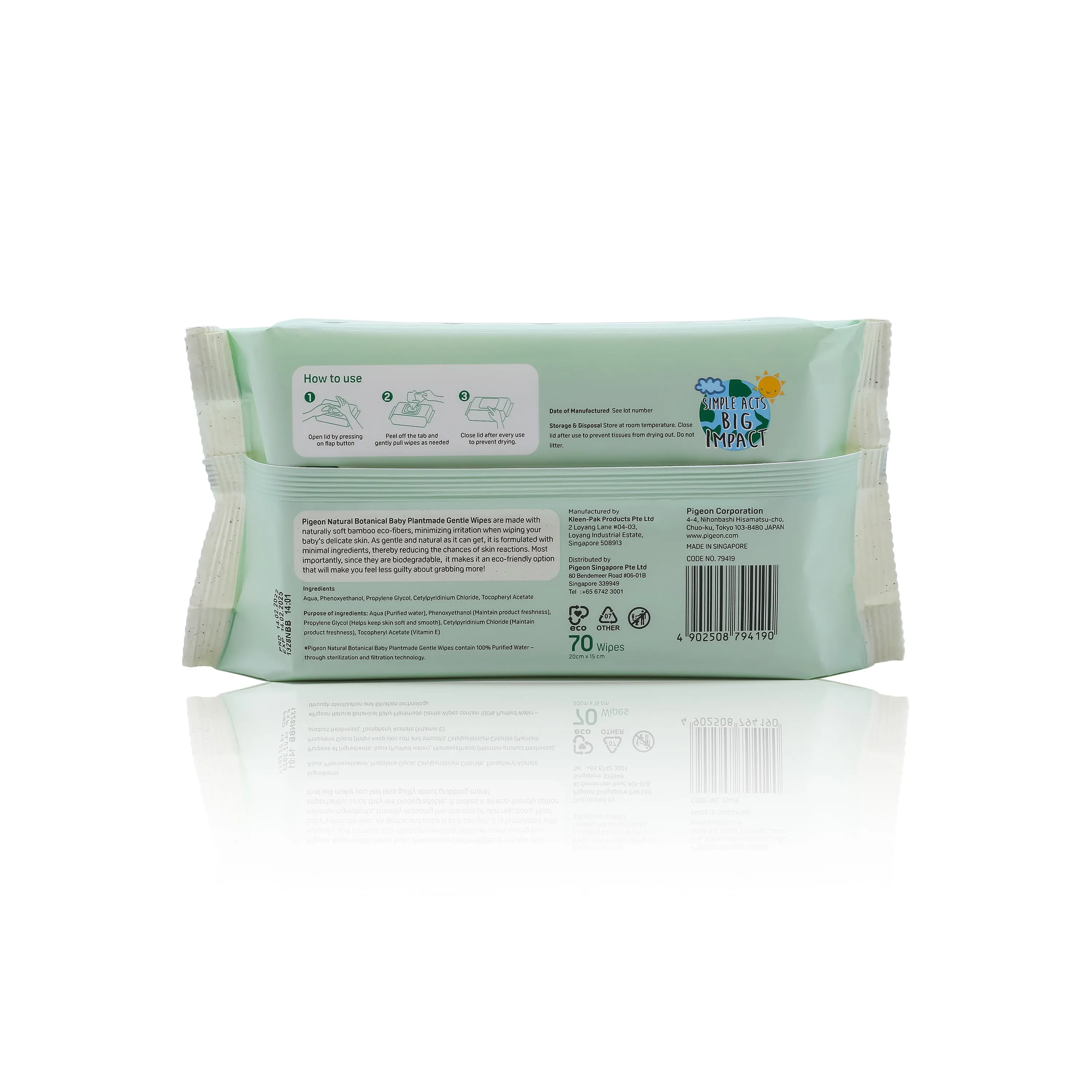 Pigeon Natural Botanical Baby Plantmade Gentle Wipes - 70 Wipes