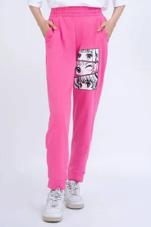 Pink Graphic Jogger Pants