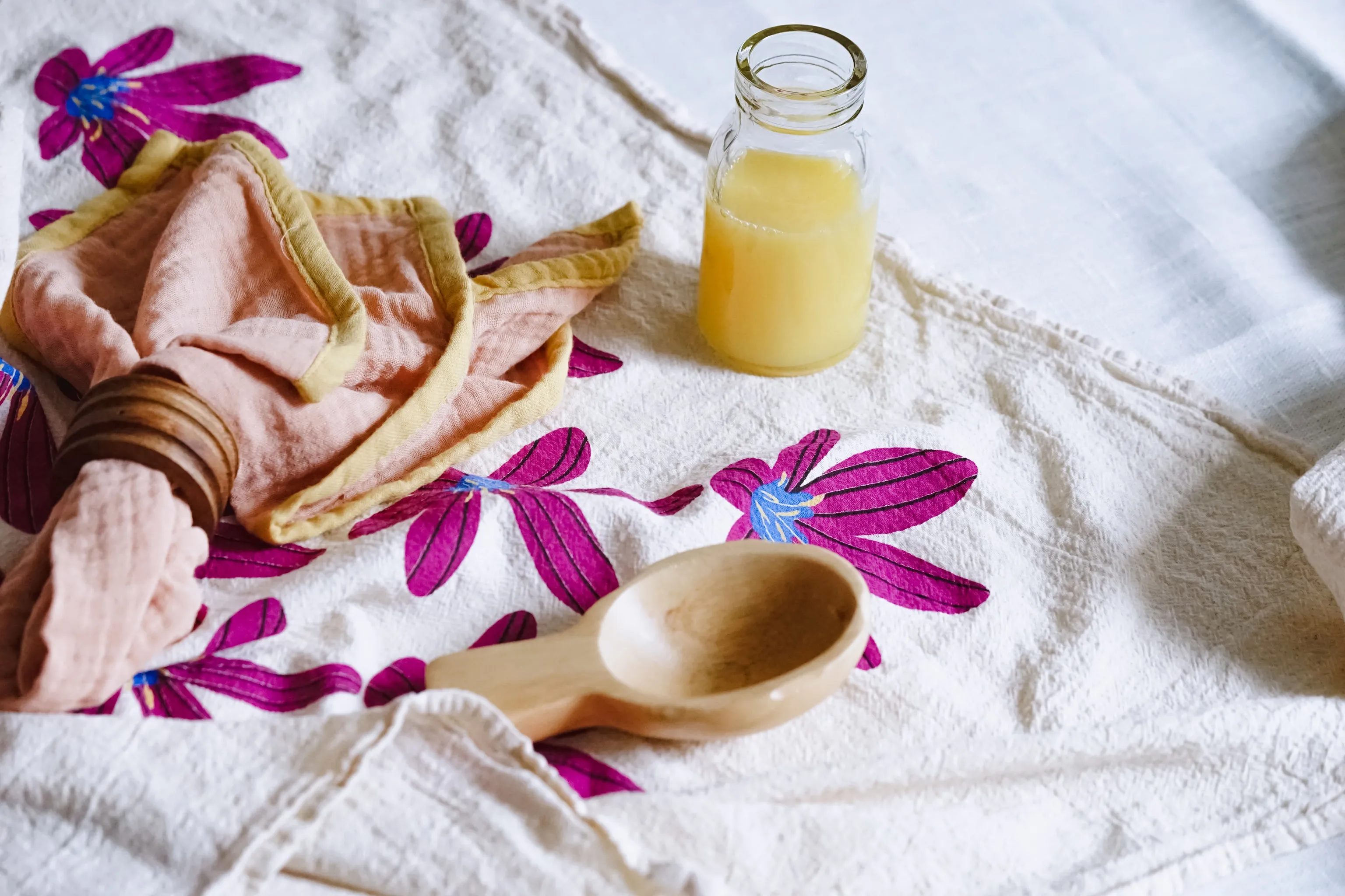 Pink Rain Lilly Flour Sack Dish Towel