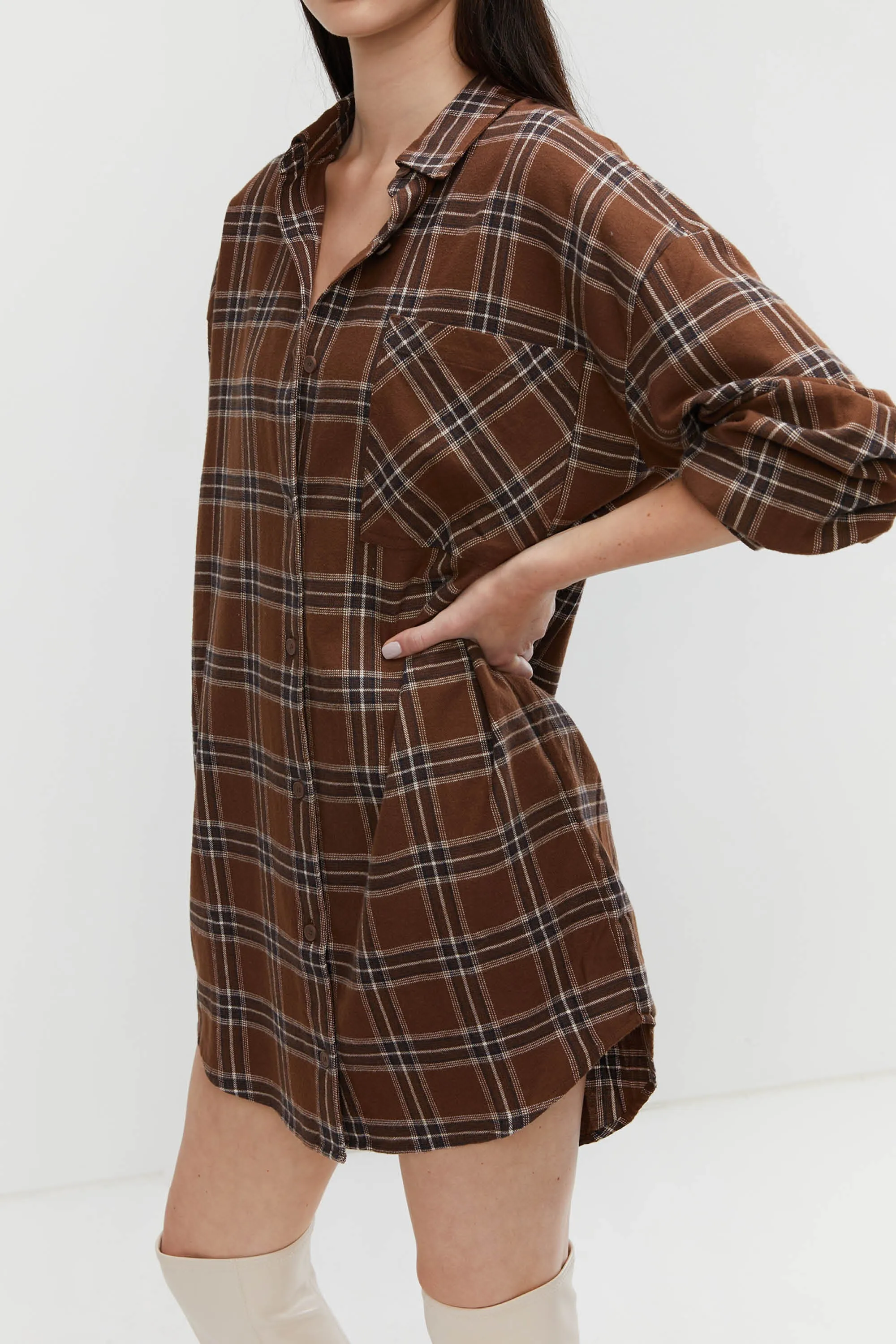 PLAID SHIRT DRESS