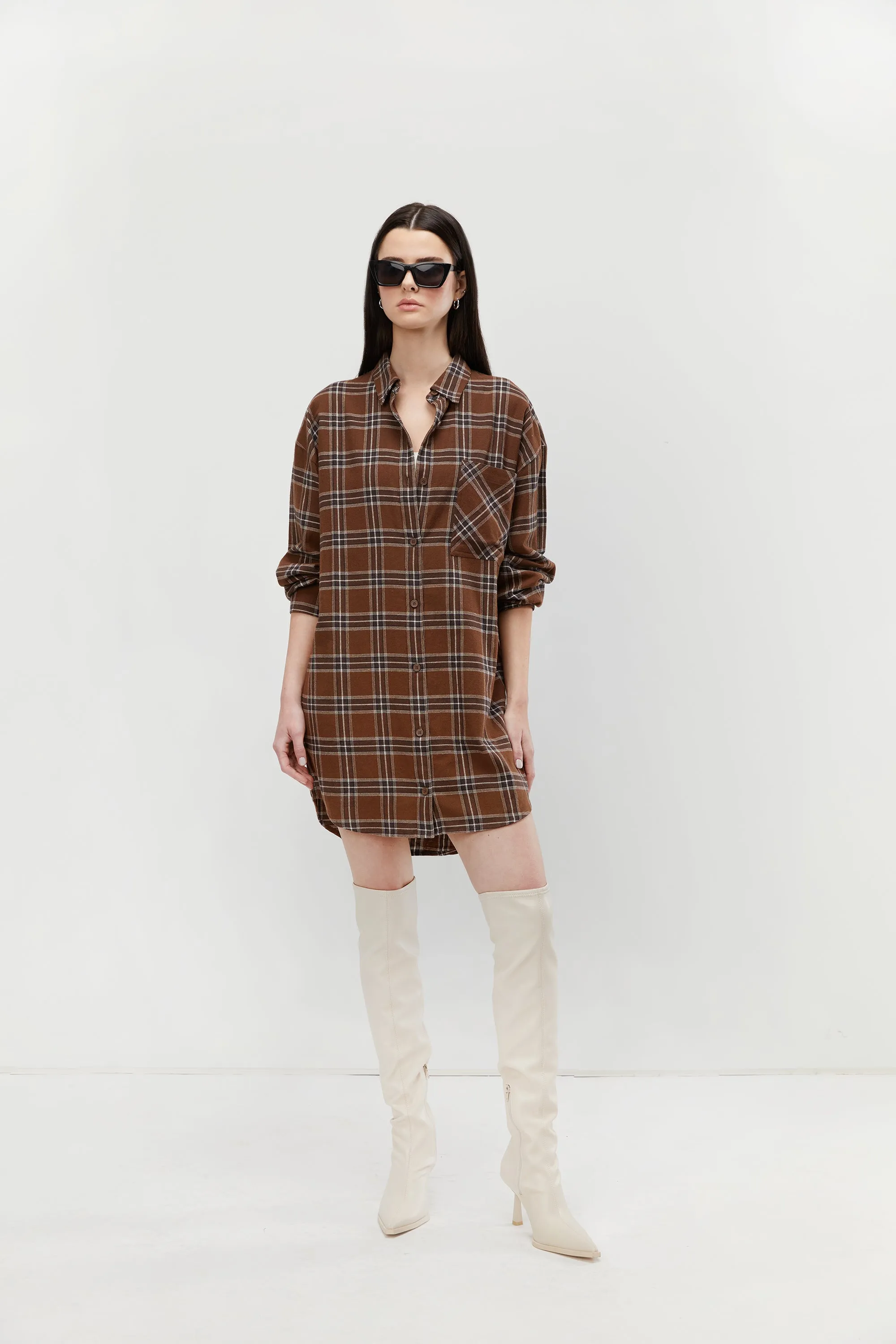 PLAID SHIRT DRESS