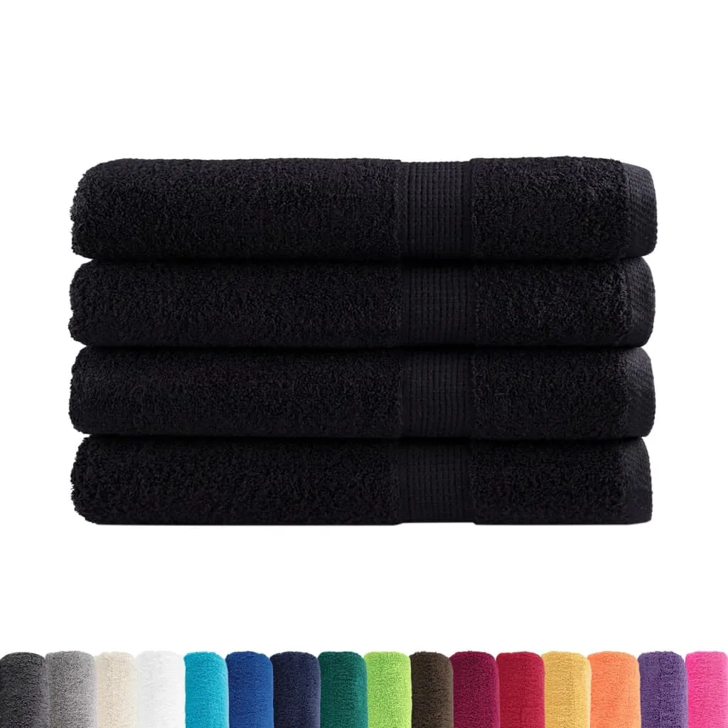 Premium Towels 4 pcs Black 100x200 cm 600 gsm 100% Cotton