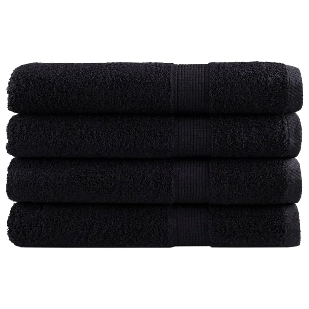 Premium Towels 4 pcs Black 100x200 cm 600 gsm 100% Cotton