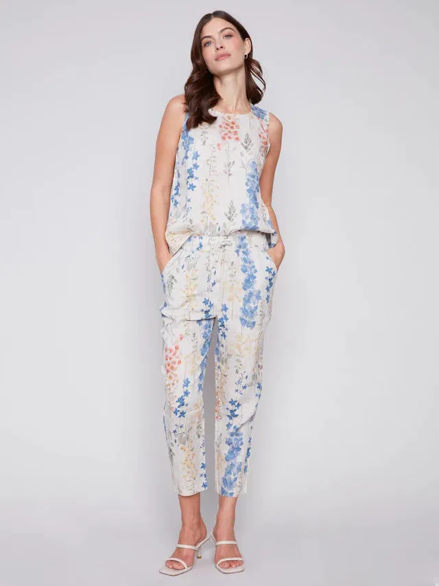 PRINTED LINEN PANT