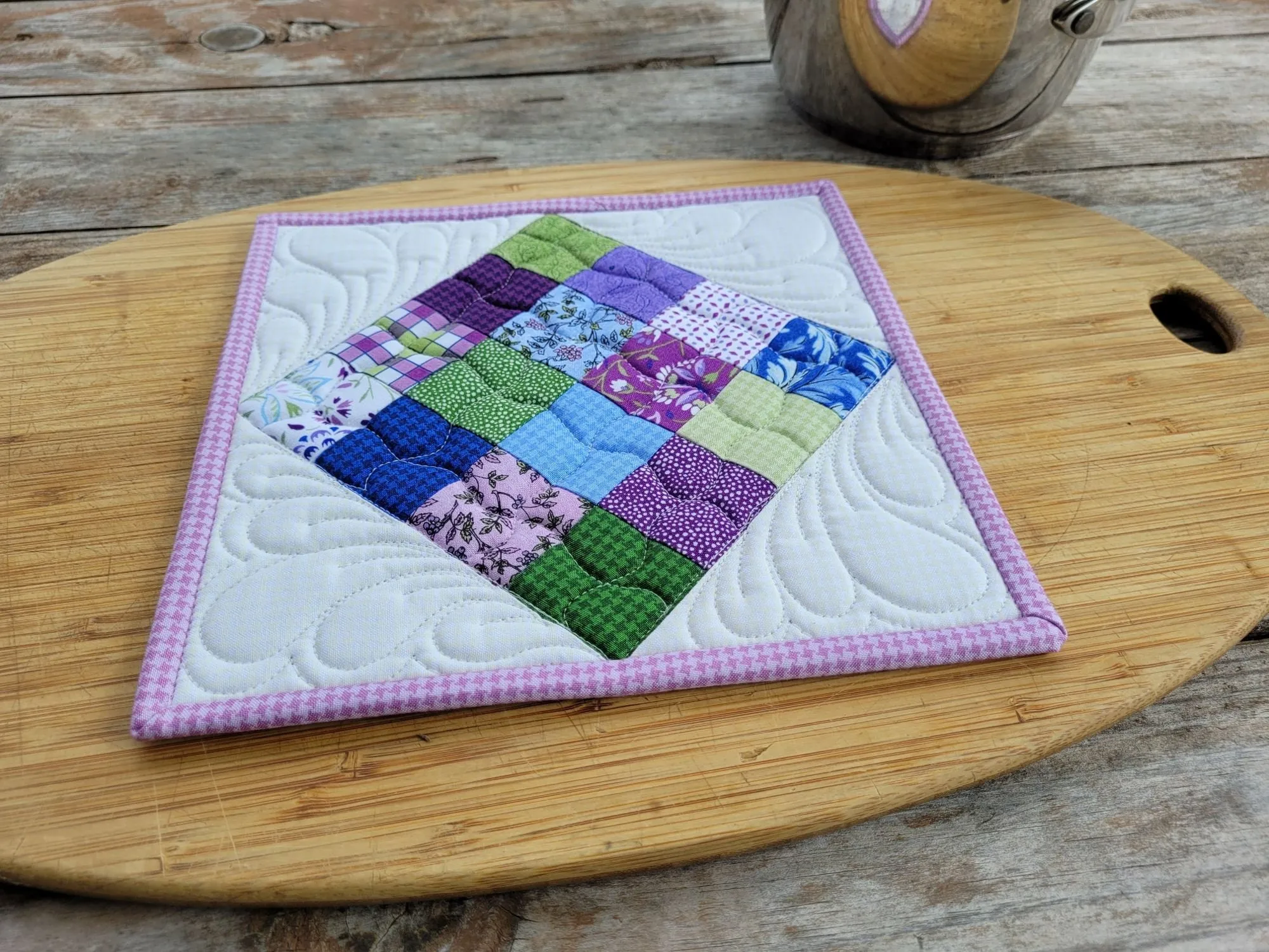 Purple Floral Quilted Hot Mat