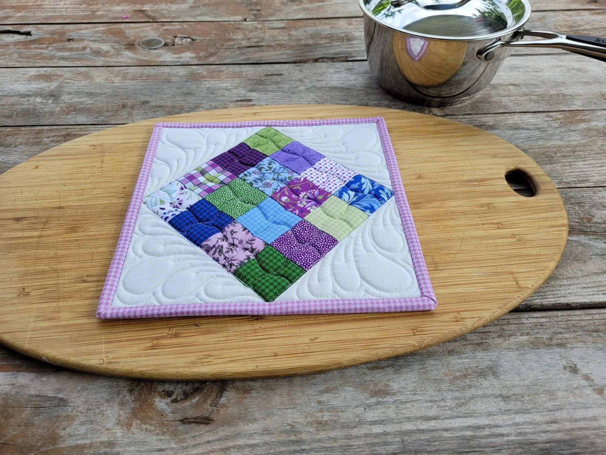 Purple Floral Quilted Hot Mat