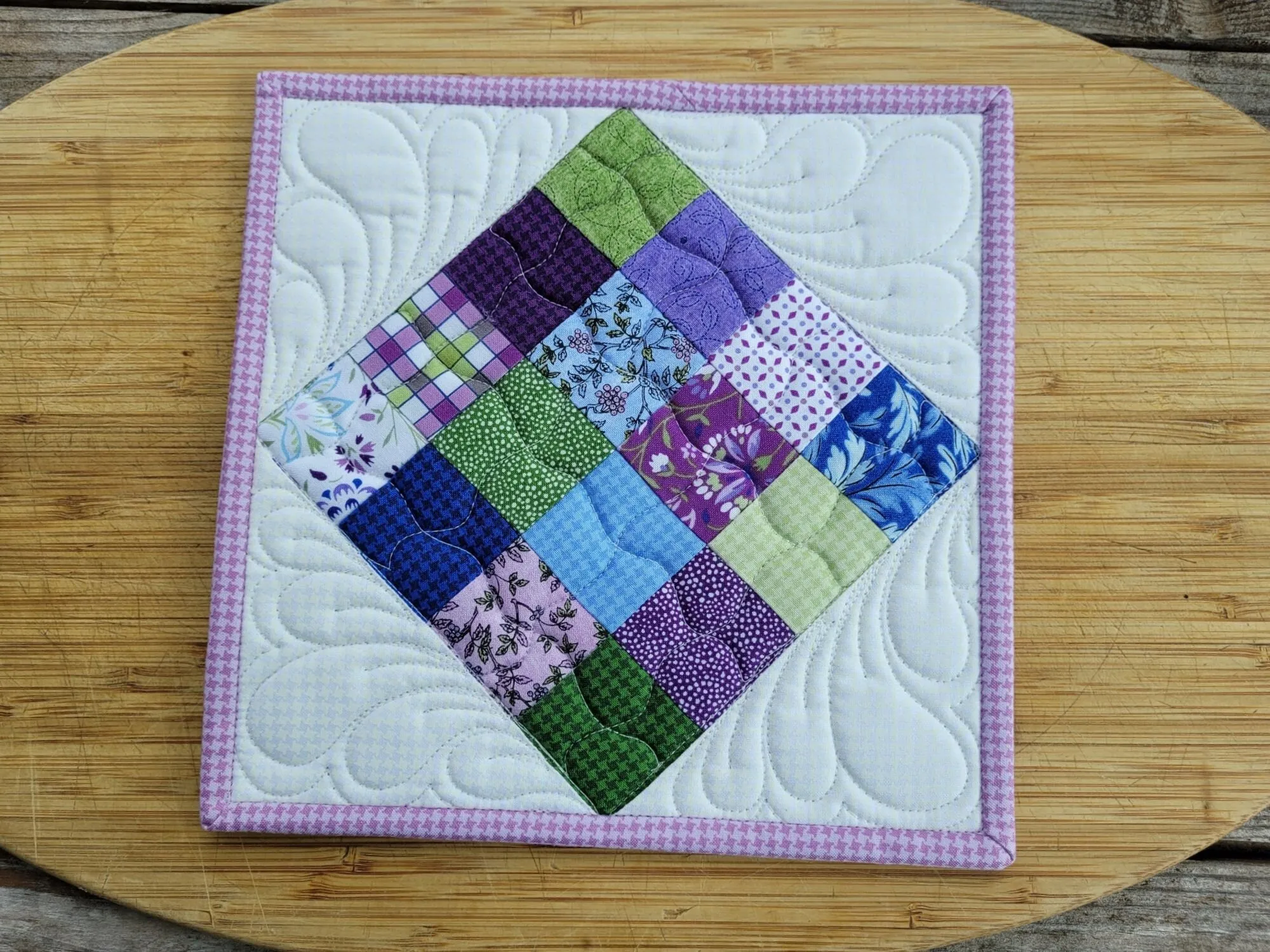 Purple Floral Quilted Hot Mat