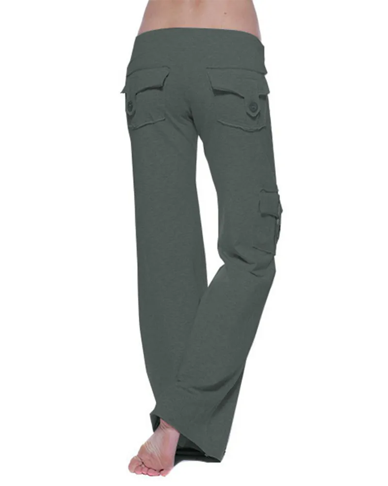 Resilient Waist Buttons Pocket Trousers