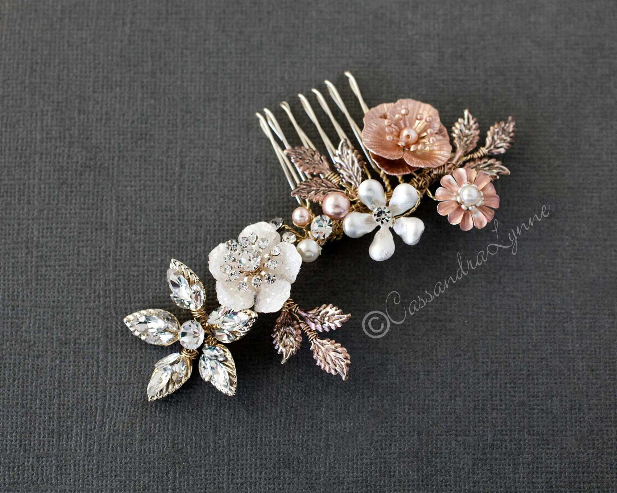 Rose Gold and Gold Mix Wedding Comb