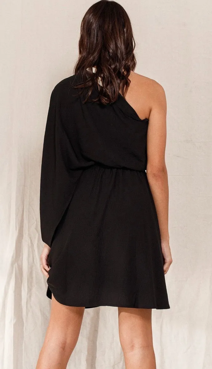 Roxy One Shoulder Dress Black