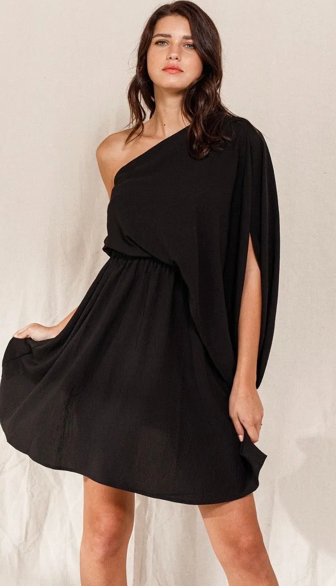 Roxy One Shoulder Dress Black