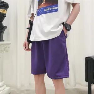 Shorts Men Summer Korean Trendy Solid Colored Straight Jeans Hong Kong ins Loose Teens Sporty Mid-Length Pants Bermuda Shorts