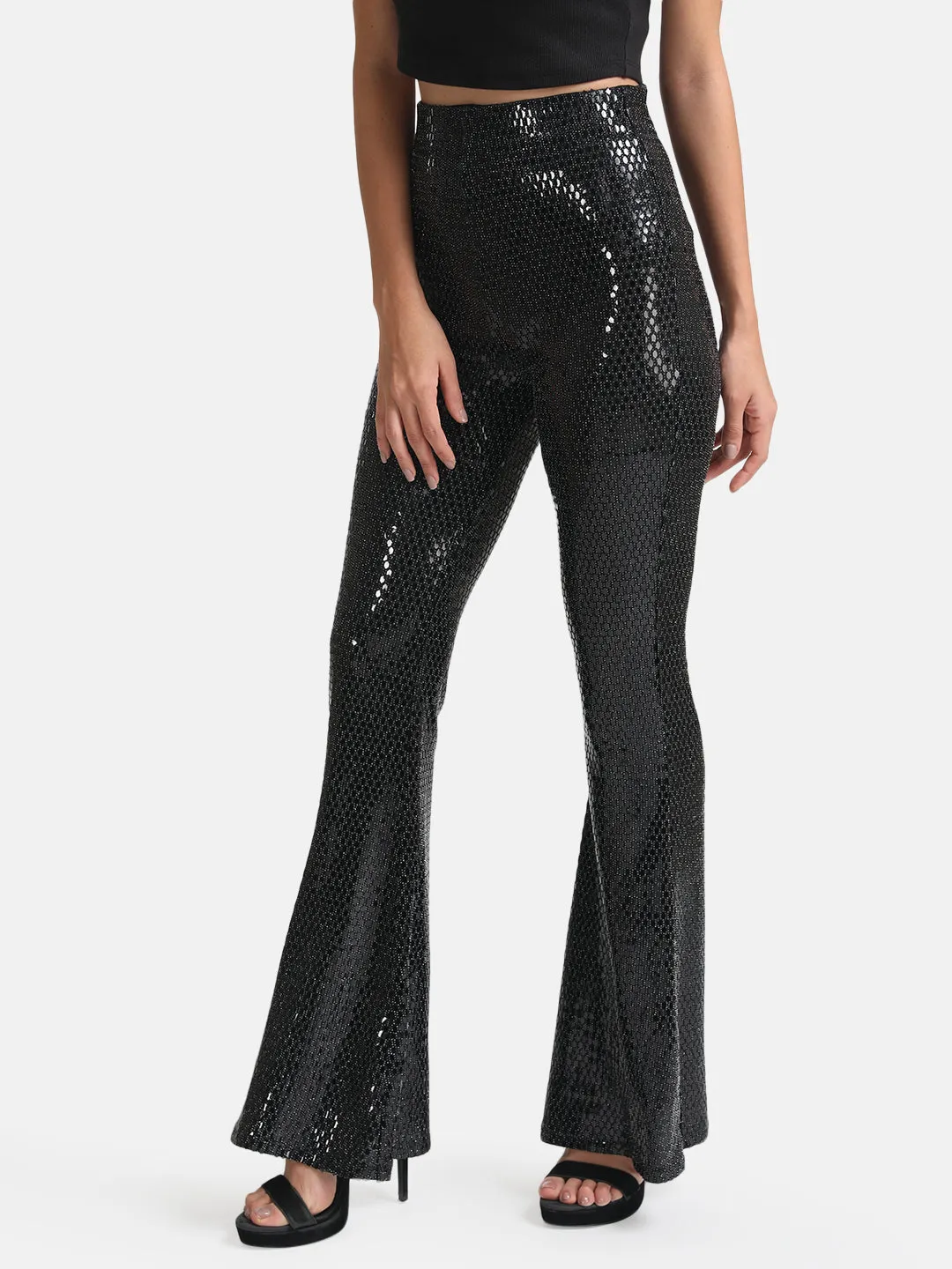 Stickon Sequin Flared Pants