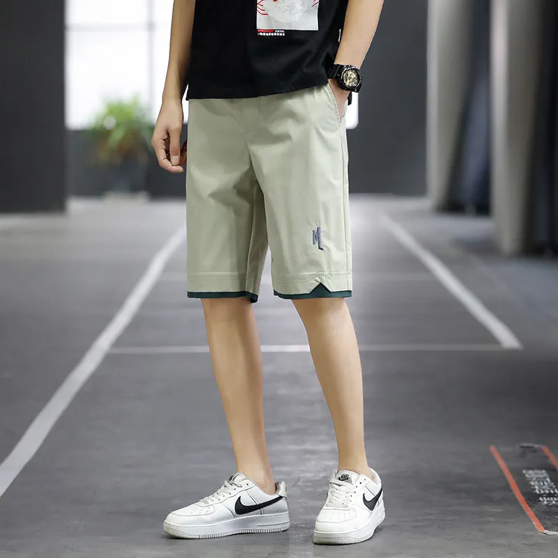 Summer Casual Shorts Men Trendy Hong Kong Mid-Length Beach Pants Young Cargo Shorts