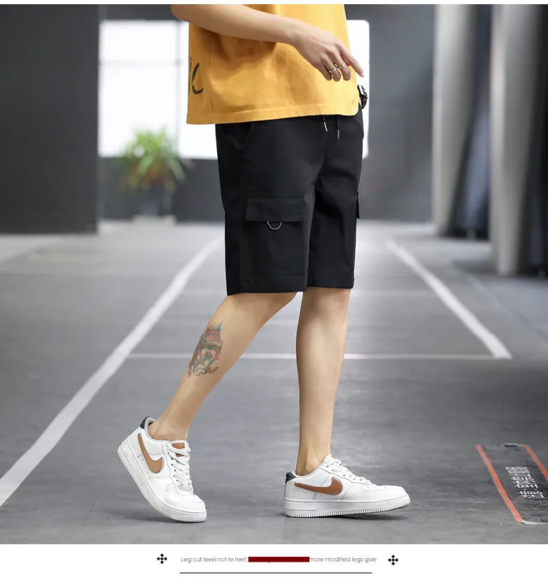 Summer Casual Shorts Men Trendy Hong Kong Mid-Length Beach Pants Young Cargo Shorts