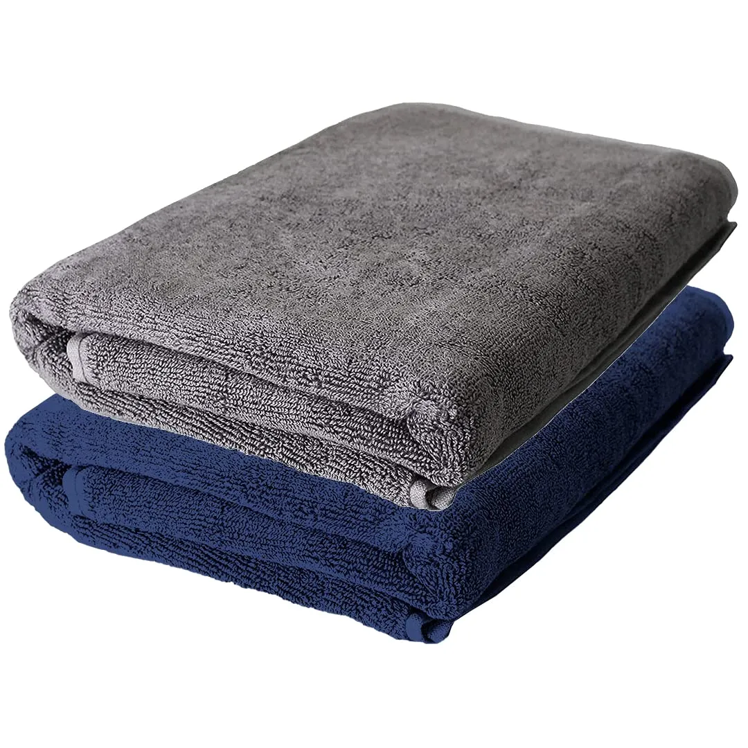 The Better Home Bamboo Bath Towel for Men & Women | 450GSM Bamboo Towel | Ultra Soft, Hyper Absorbent & Anti Odour Bathing Towel | 27x54 inches (Pack of 2, Blue   Grey)