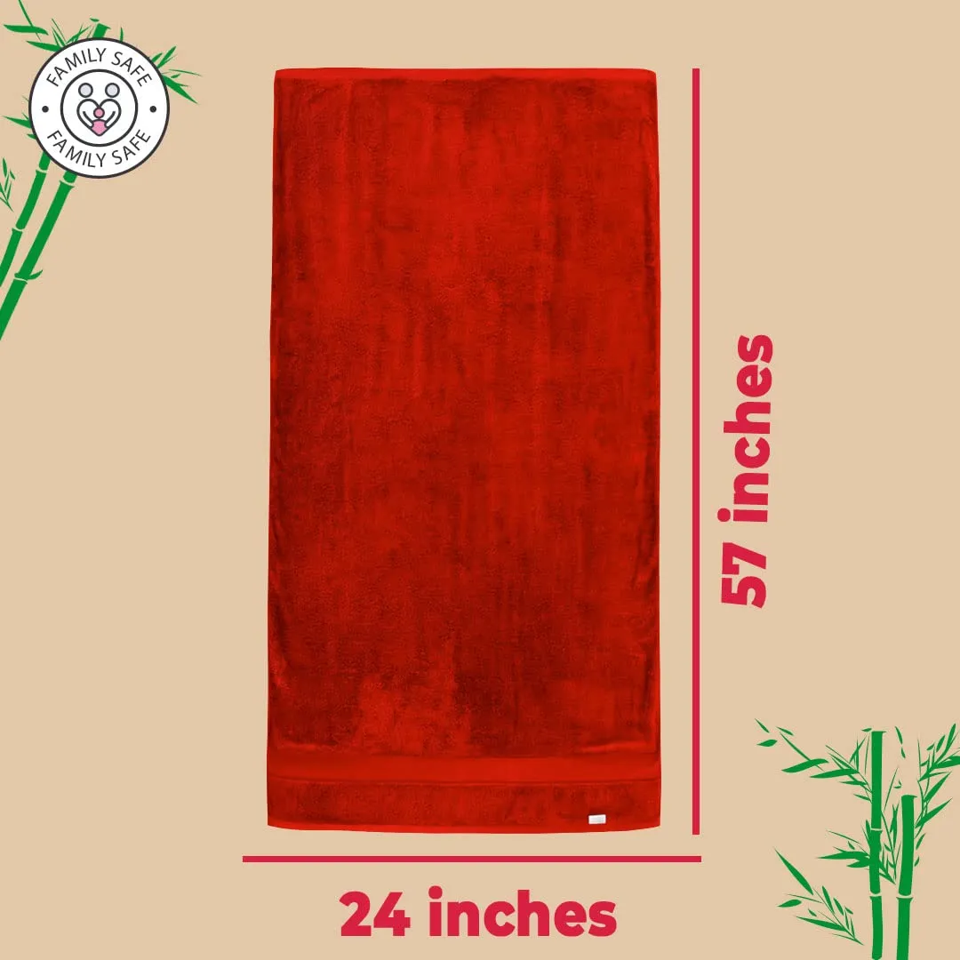 The Better Home Bamboo Bath Towel for Men & Women | 450GSM Bamboo Towel | Ultra Soft, Hyper Absorbent & Anti Odour Bathing Towel | 27x54 inches (Pack of 2, Red)