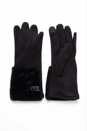 tom & eva Soft Touch Gloves With Faux Fur Cuff Detail