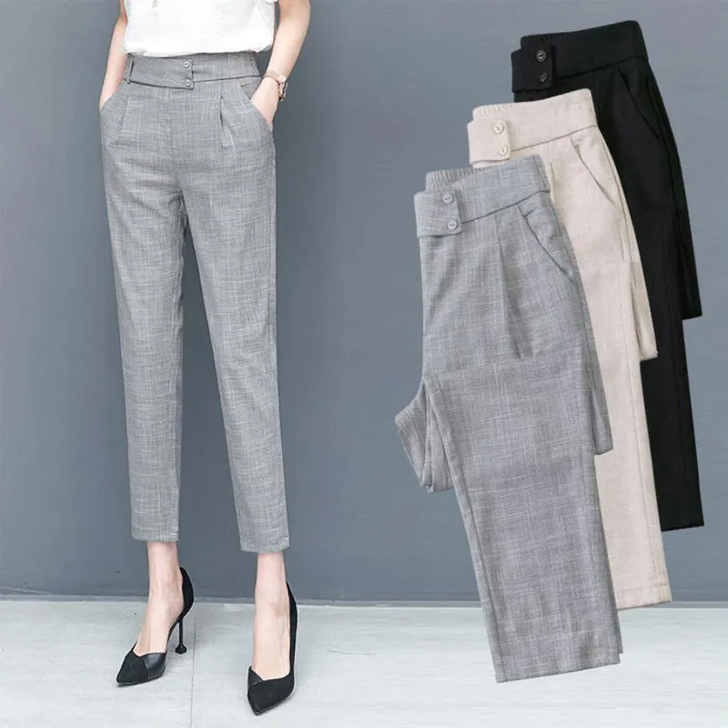 Trendy Women Pants Summer Korean Loose Slim Look Fit Casual Pencil Pants