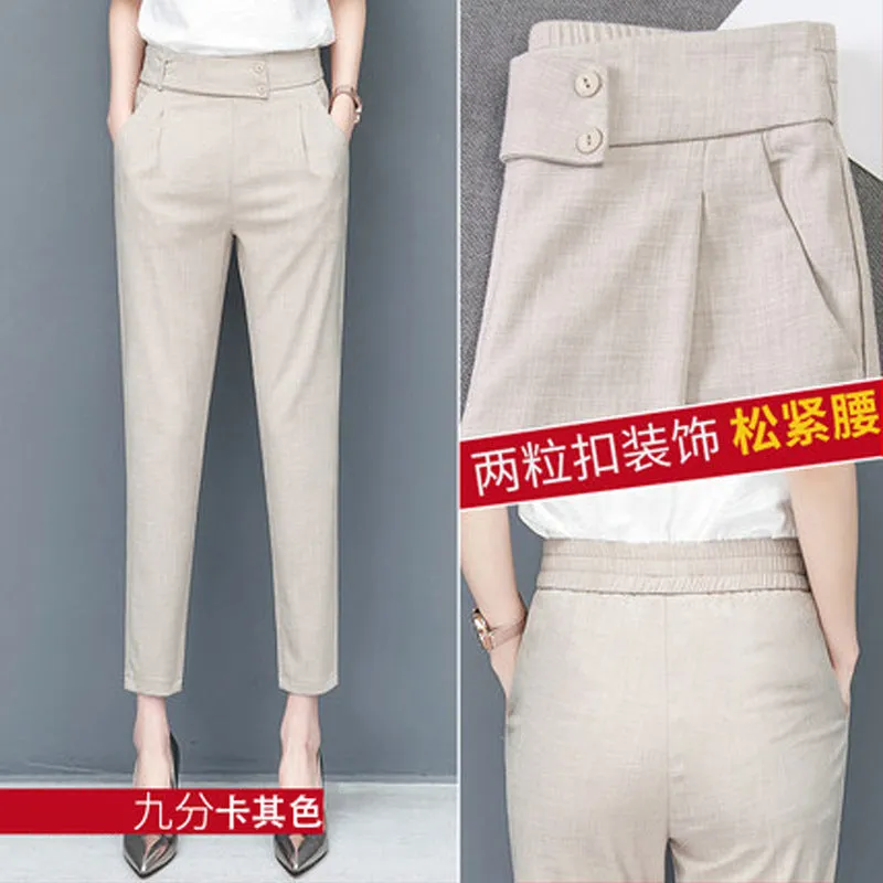 Trendy Women Pants Summer Korean Loose Slim Look Fit Casual Pencil Pants