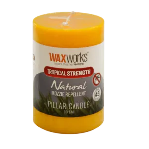 TROPICAL STRENGTH CITRONELLA PILLAR CANDLE 10CM, Waxworks