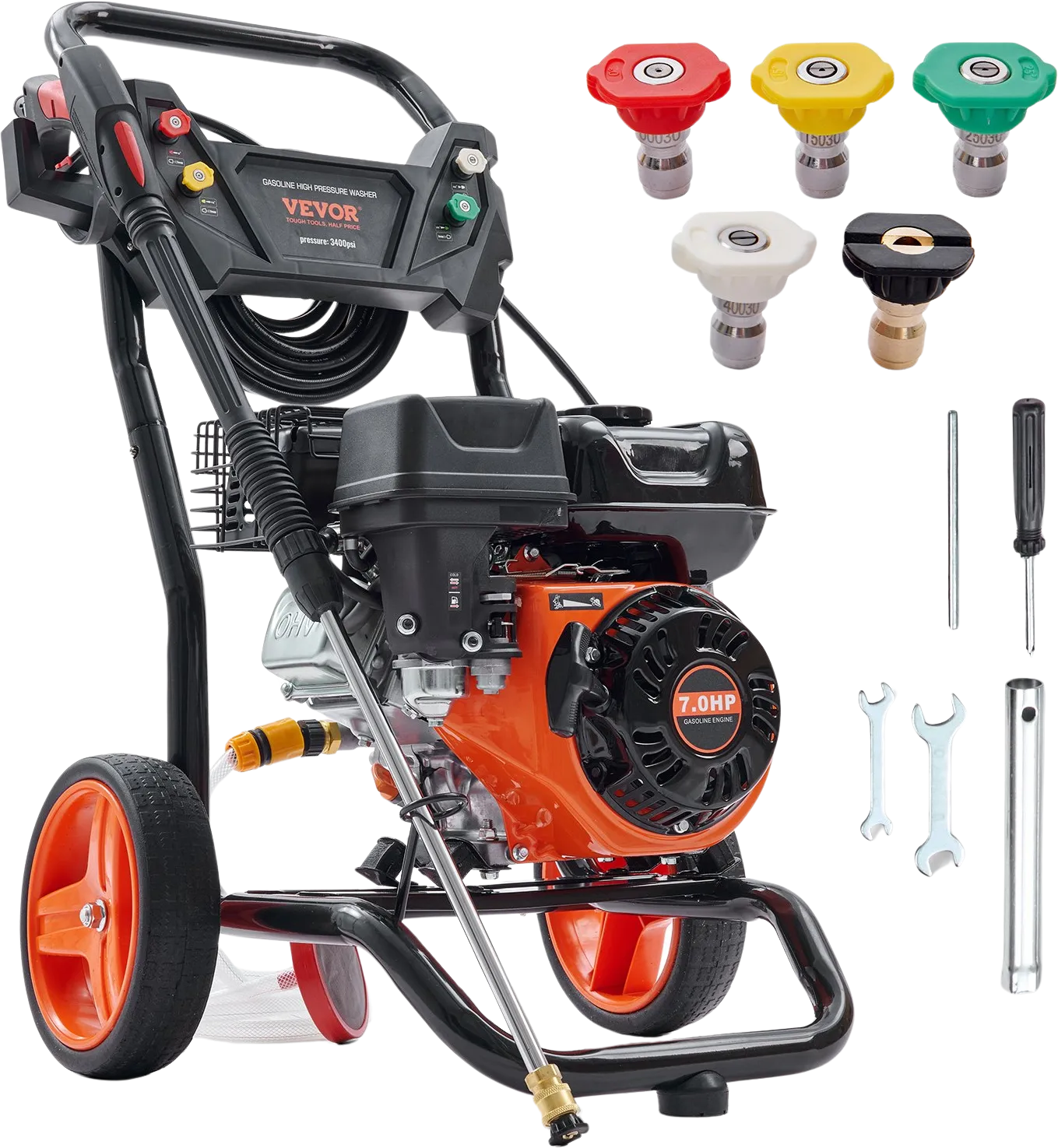 Vevor 3400 PSI Gas Pressure Washer 2.6 GPM with Aluminum Pump and 5 Quick Connect Nozzles New