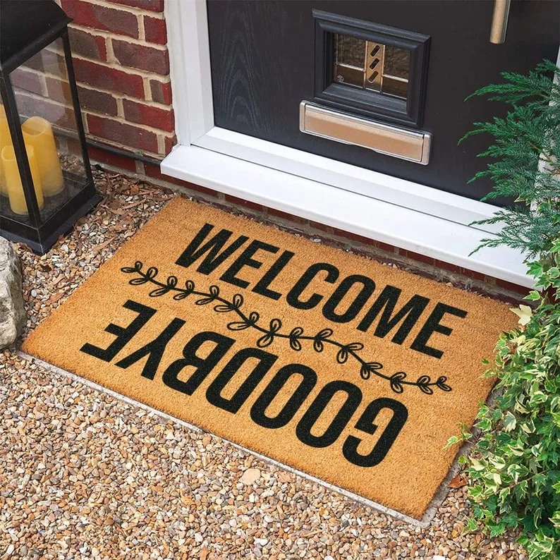 Welcome Goodbye Doormat, Housewarming Gift, Welcome Door Mat, Personalized Gift, New Home Gift, Wedding Gift, Door Mats