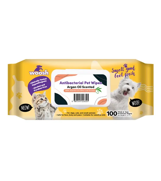 Woosh's Antibacterial Wipes for Dogs & Cats (Argan Oil Scented)